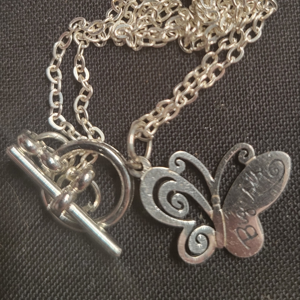 Butterfly charm pendant toggle clasp